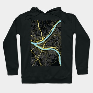 Pittsburgh City Road Map in Black and Gold Hoodie